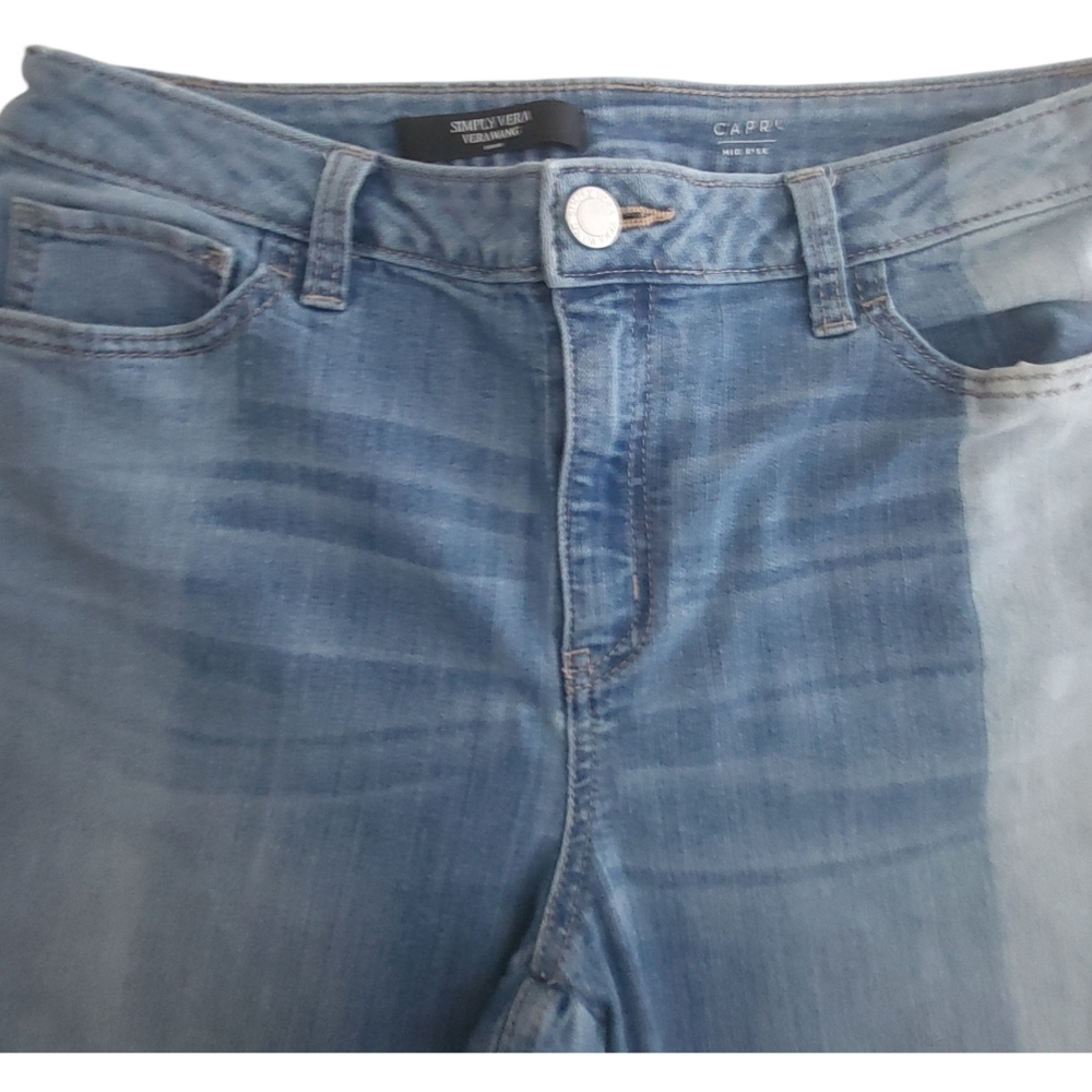 Simply Vera-Vera Wang Color Block‎ Mid Rise Women's Denim Capris Size 8 - Picture 14 of 14